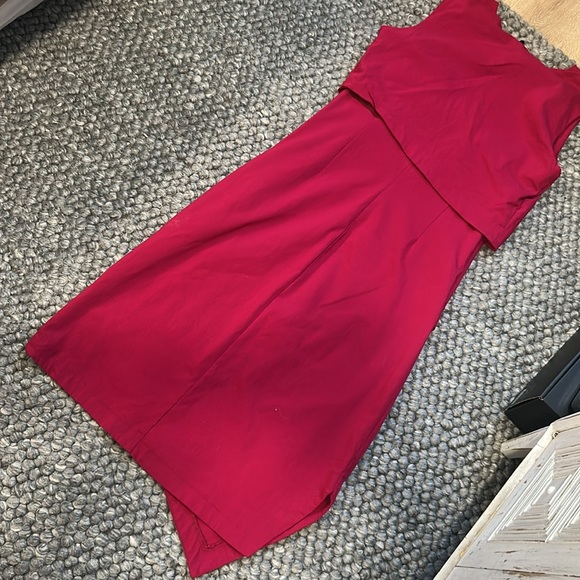 Porto San Francisco Magenta Pink Asymmetrical Midi Shift Dress Size 2 - Picture 9 of 10